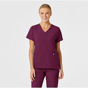 WonderWink W123 Scrub Set Womens XL Petite Wine Purple V-Neck Jogger Cargo Pants